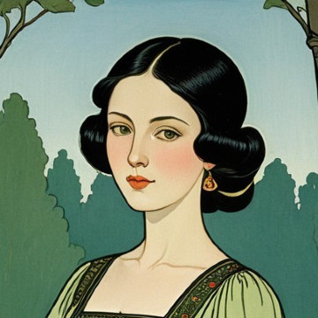 Young woman with elegant waves and classic dress