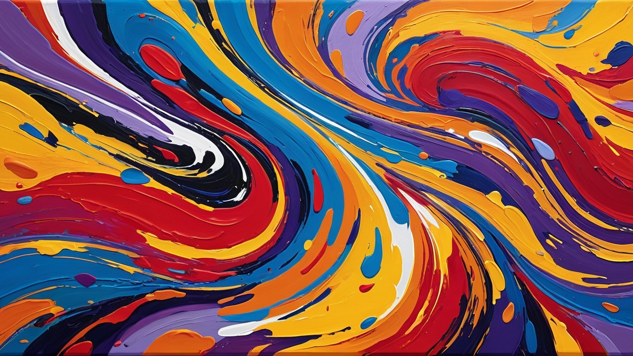 Vibrant Abstract Painting with Swirling Color Patterns