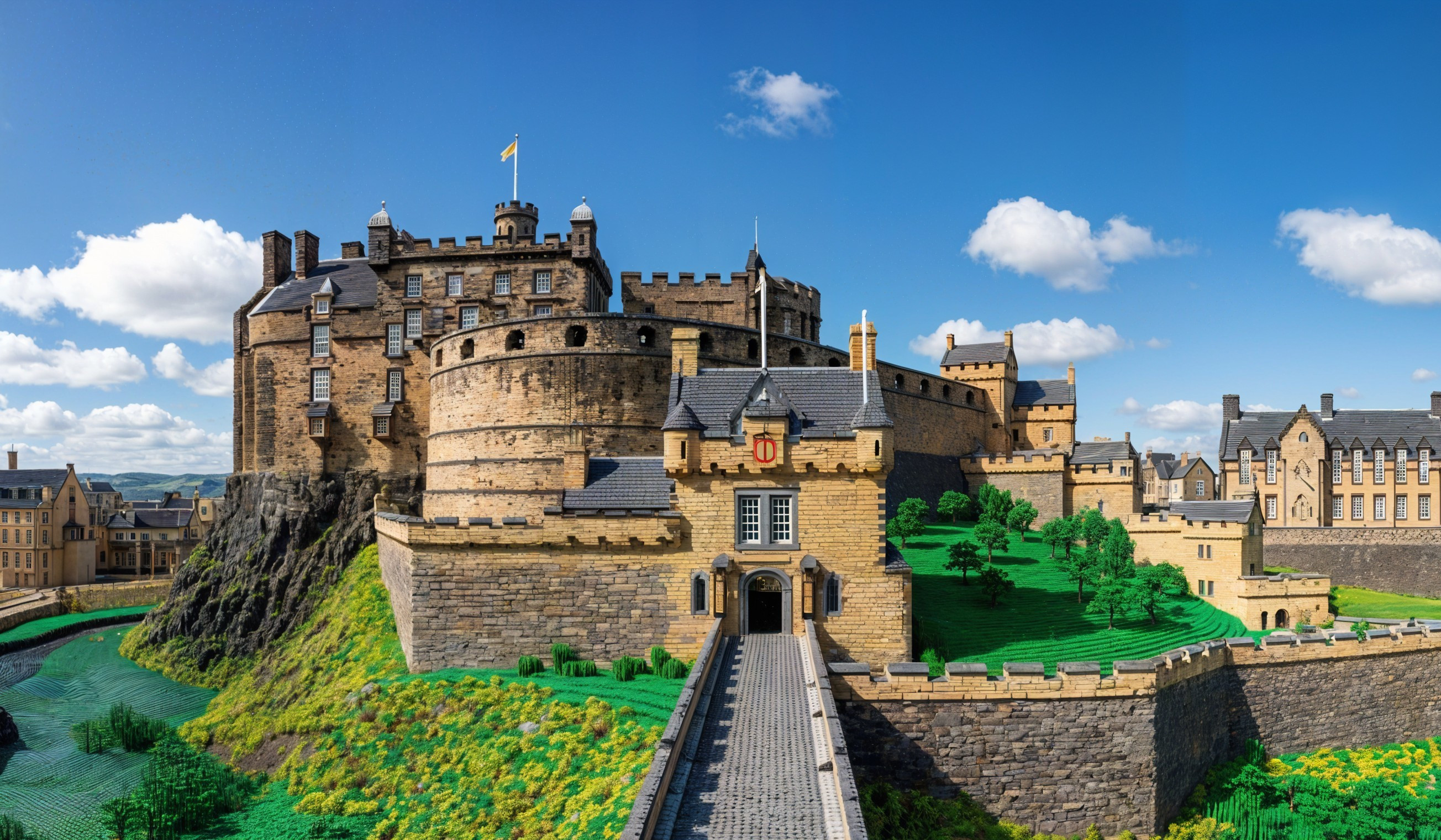 Detailed Castle Model with Towers and Fortified Walls