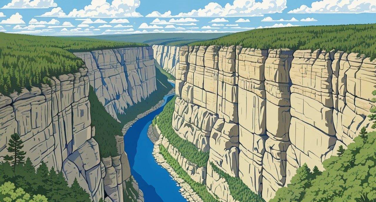 Majestic Landscape with Cliffs and Winding River