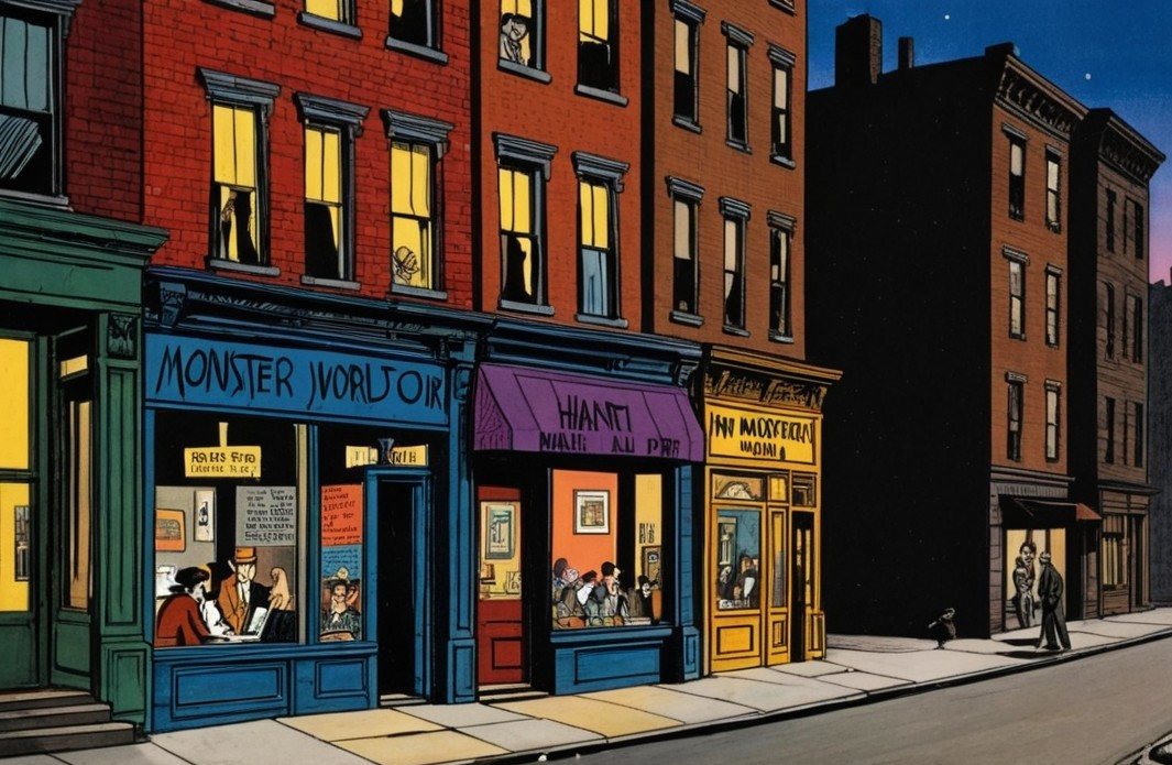 Vibrant Digital Oil Painting of a Dusk Street Scene