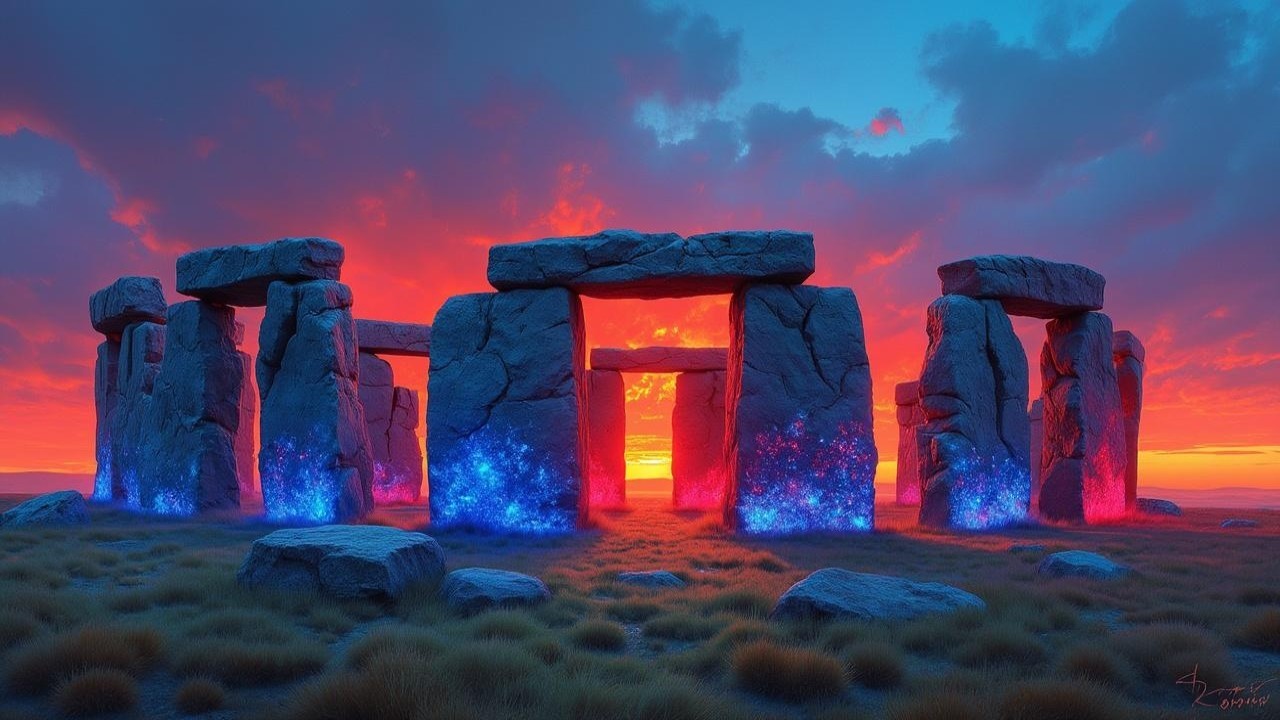 Stonehenge Monument at Sunset with Vibrant Colors