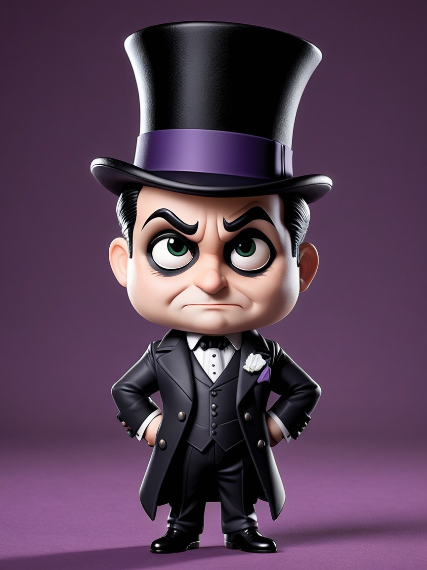 Cartoon Character in Tuxedo with Dramatic Features