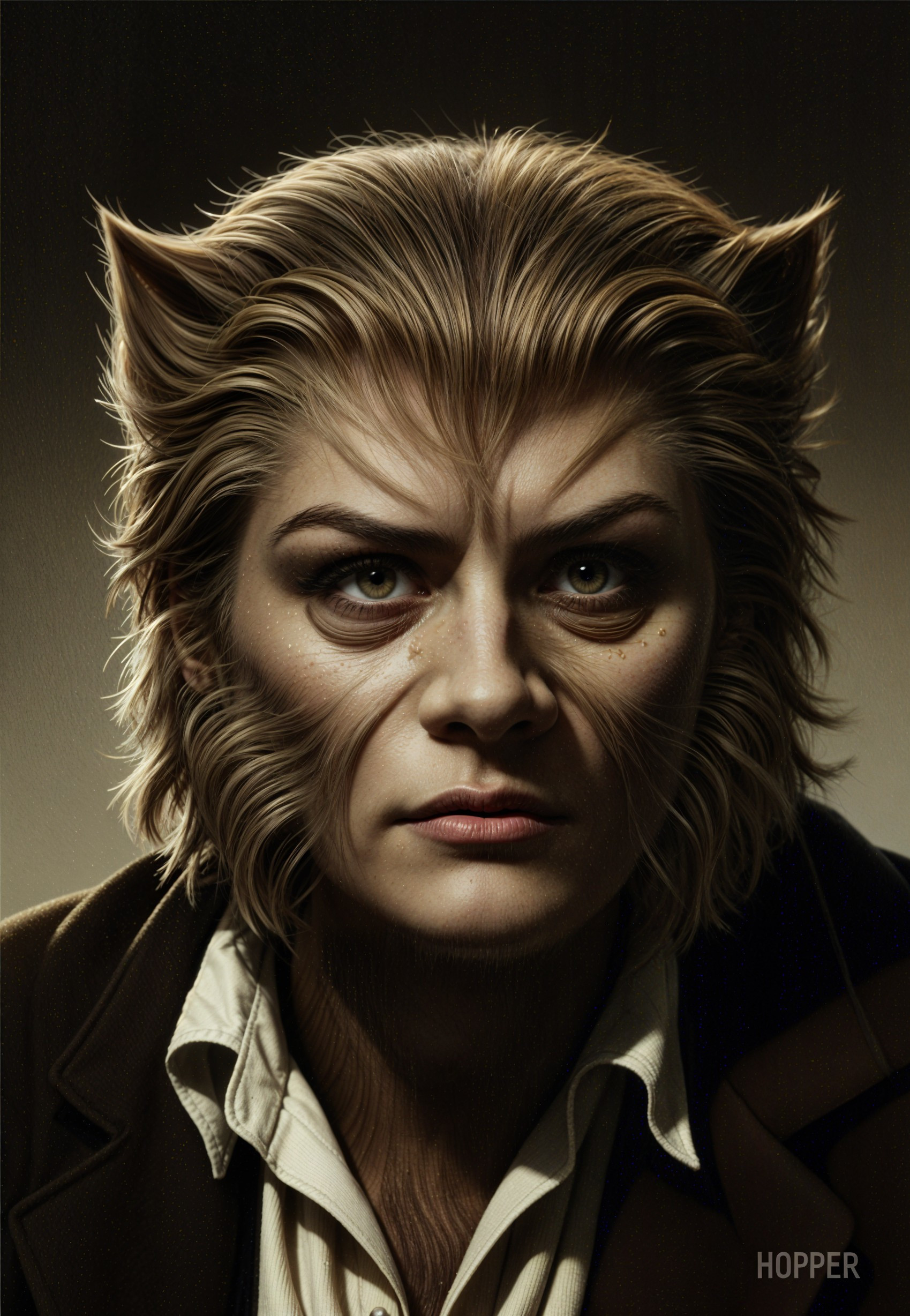 Portrait of a Person with Animal Features and Formal Attire