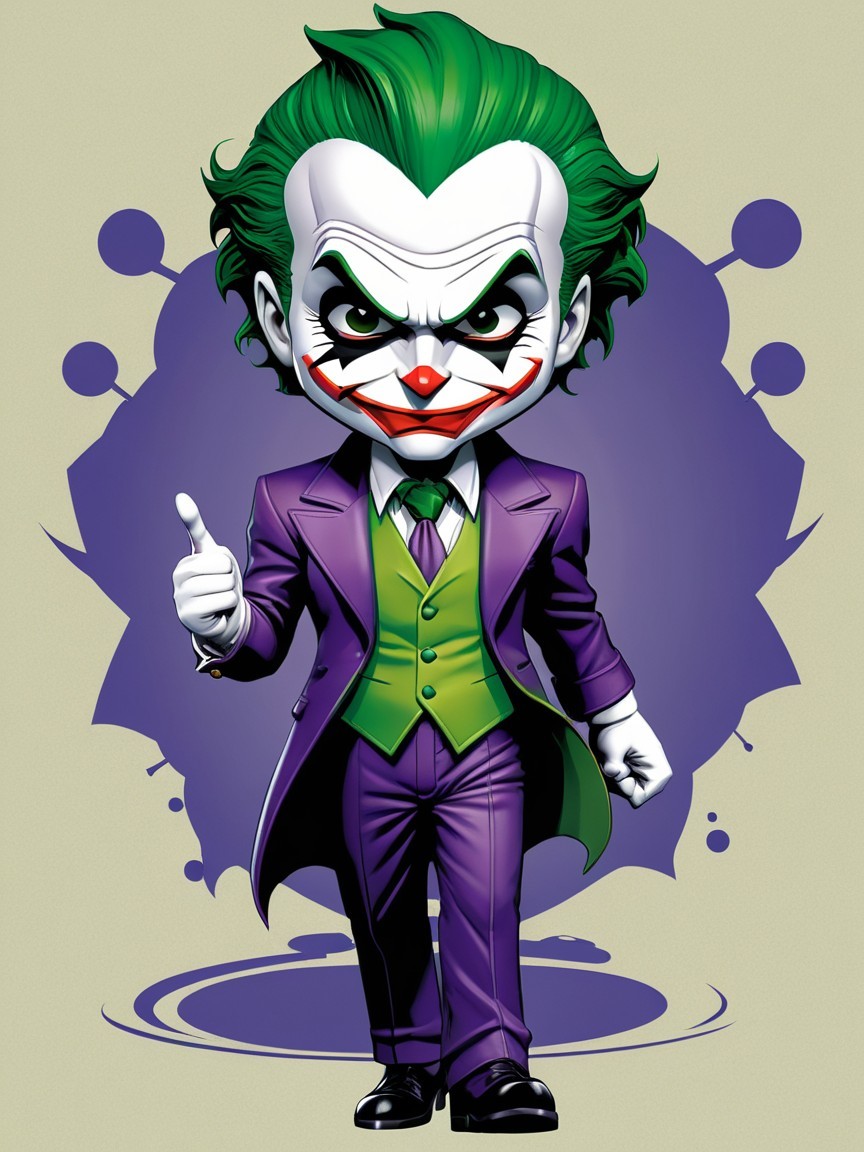 Cartoon Character with Green Hair and Purple Suit