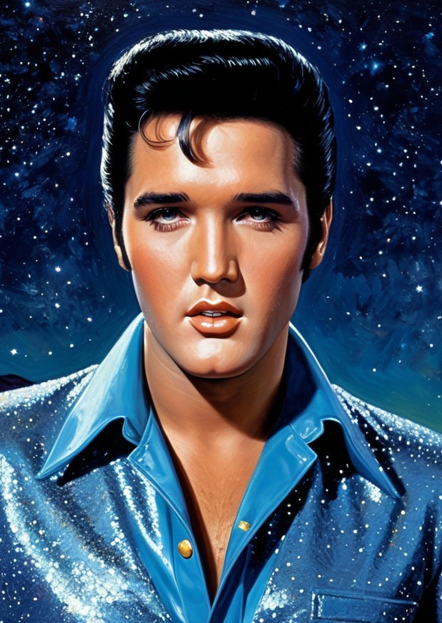 Stylized Portrait of a Young Man in Glittering Suit