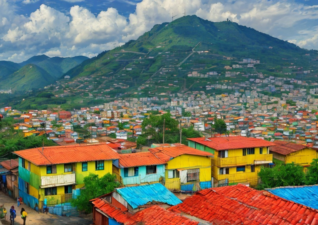 Colorful hillside community with unique architecture