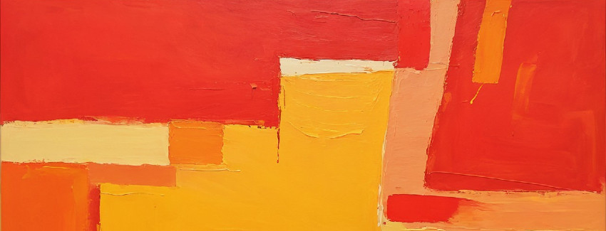 Abstract Painting with Red and Yellow Hues