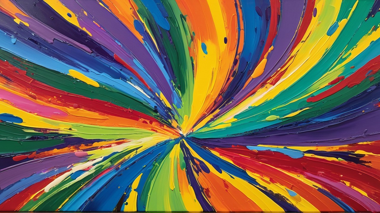 Vibrant Abstract Painting with Bold Colorful Swirls