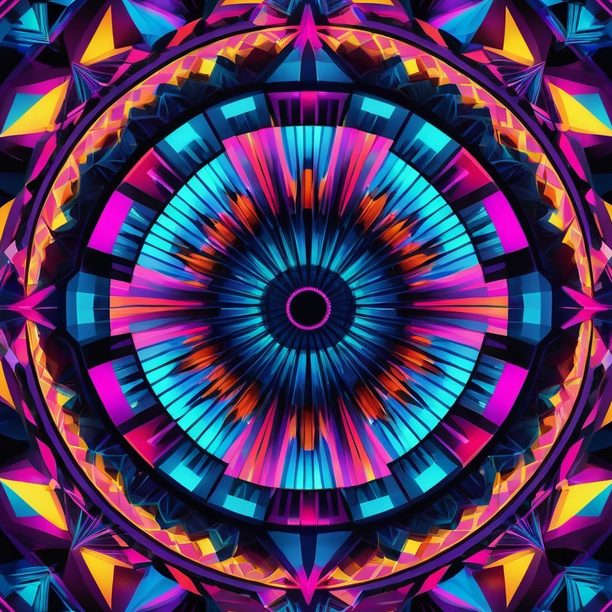 Vibrant Geometric Mandala with Bold Colors and Depth