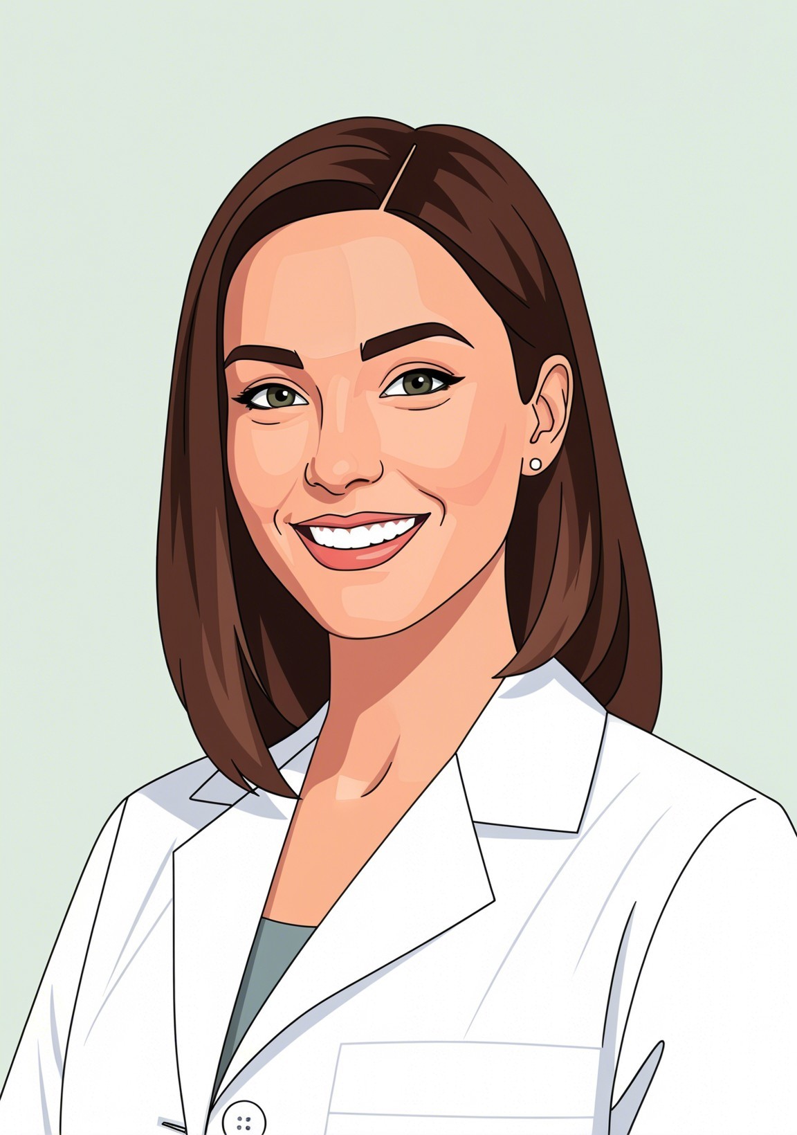 Cartoon Illustration of a Cheerful Female Doctor