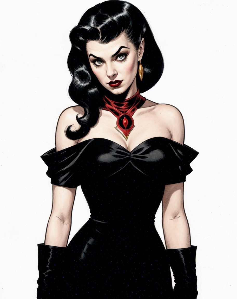 Glamorous Woman in Vintage Pin-Up Style Attire