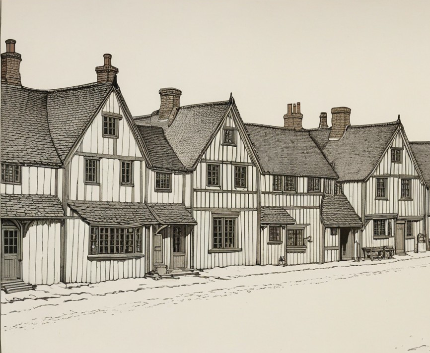Traditional Cottages with Whitewashed Exteriors and Beams