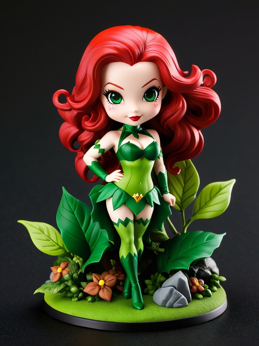 Stylized Character with Red Hair in Nature Setting
