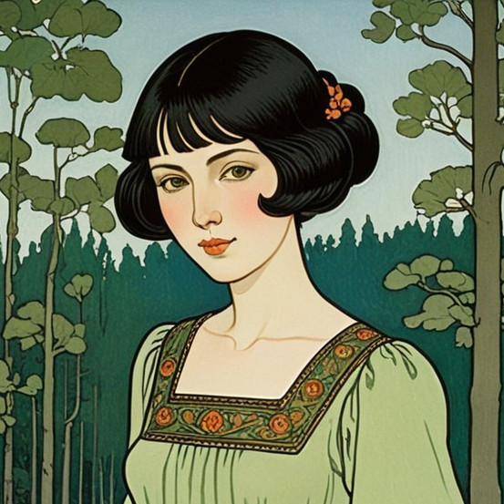 Young Woman in Floral Dress with Vintage Aesthetic