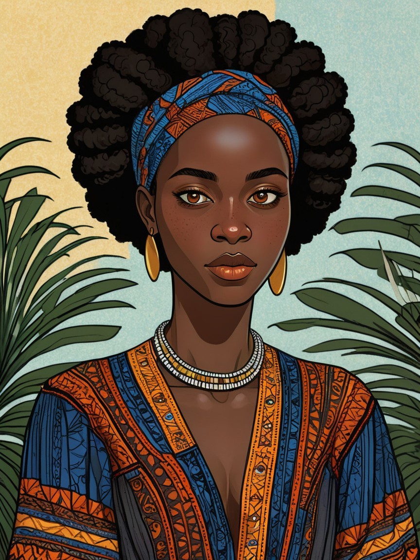Confident Young Woman in Vibrant Traditional Outfit