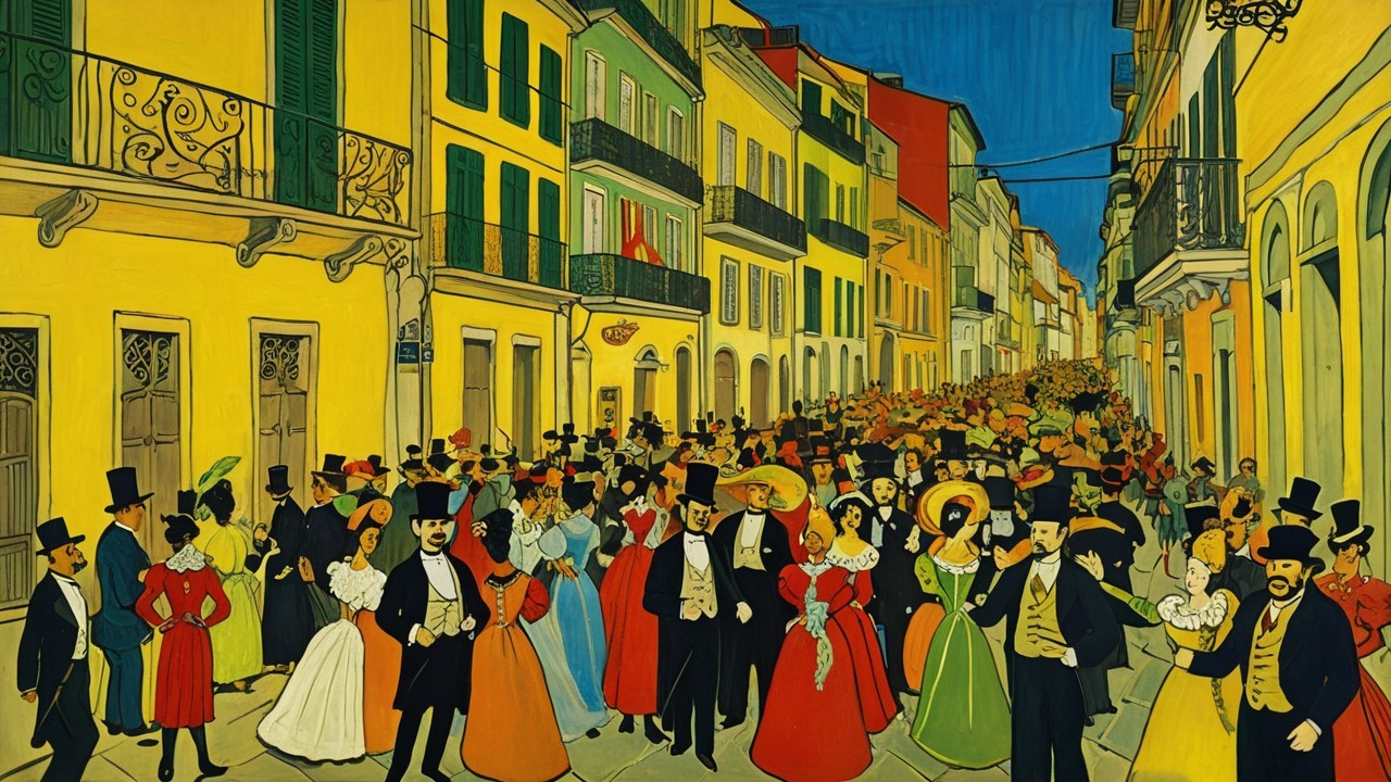 Vibrant Street Scene of a Colorful Festive Celebration