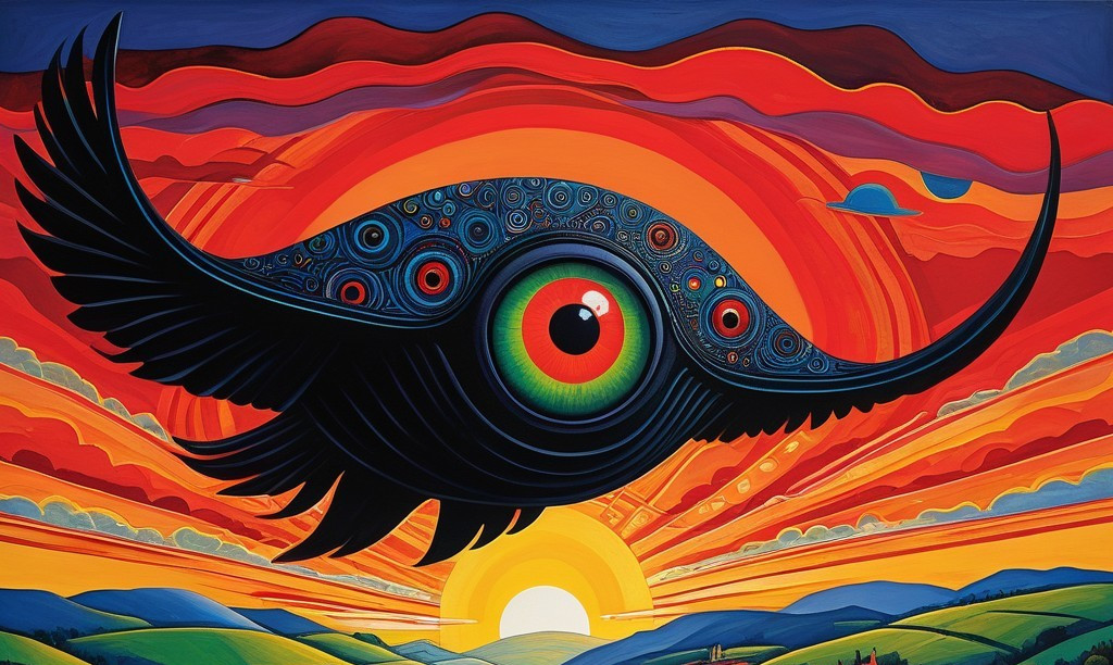Stylized Eye Artwork with Vibrant Colors and Patterns