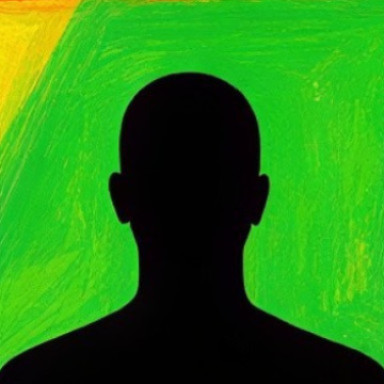 Silhouette Against Vibrant Green and Yellow Background