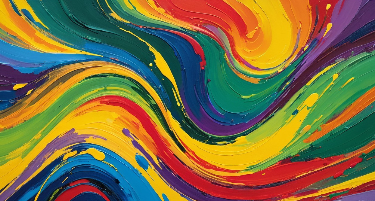 Vibrant Abstract Painting with Bold Color Waves