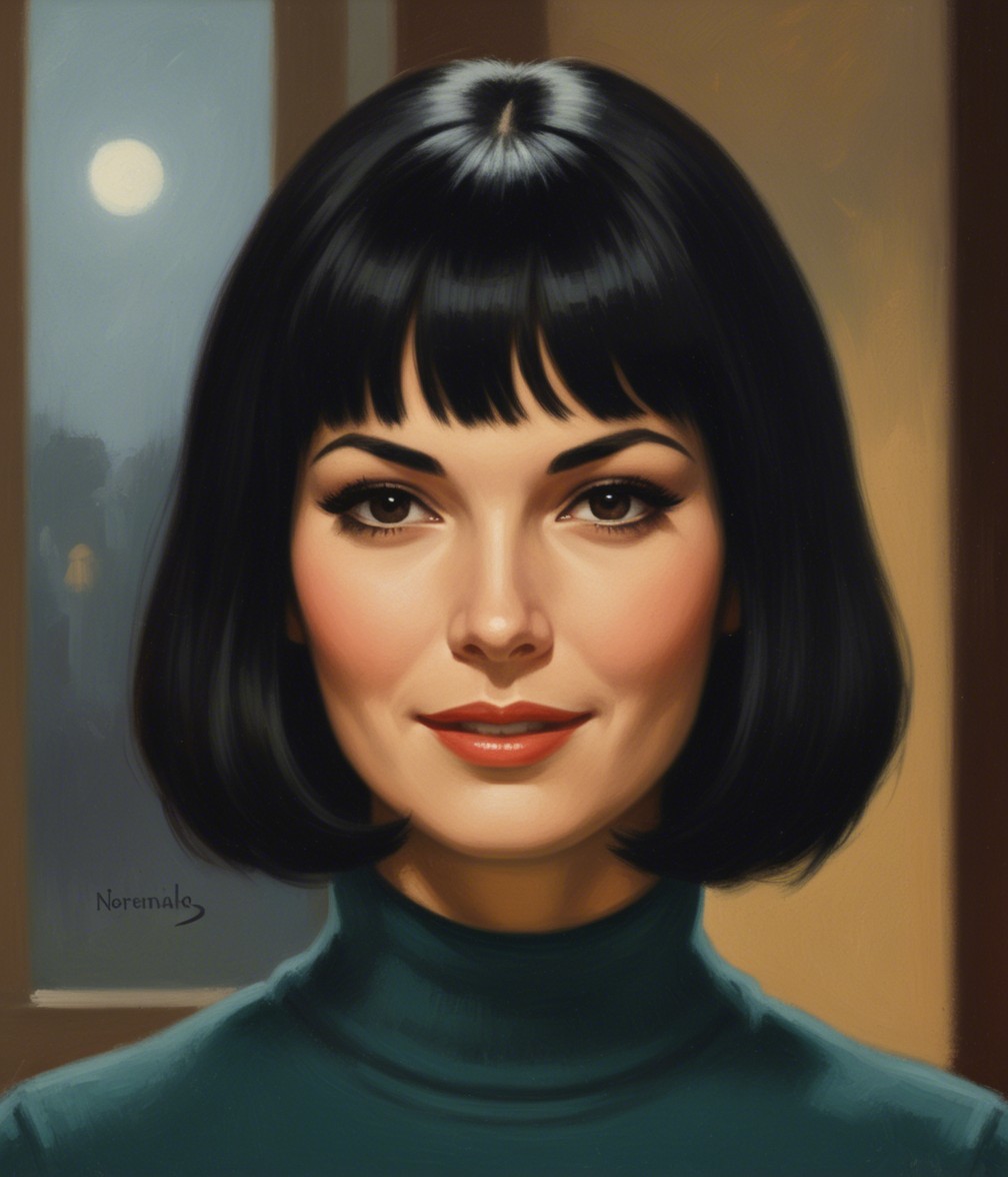 Portrait of a Woman with Bobbed Hairstyle and Turtleneck