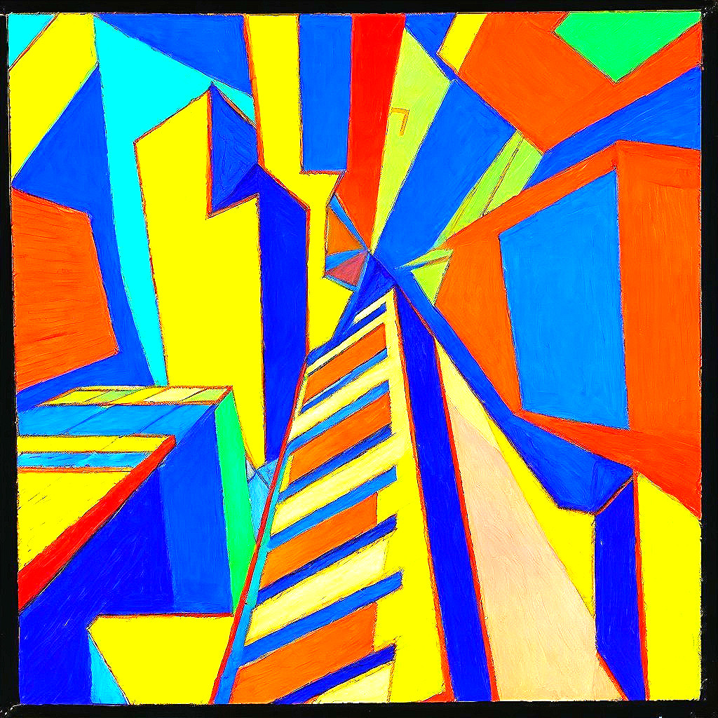 Abstract Cityscape with Geometric Shapes and Colors