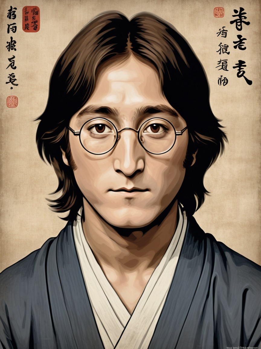 Stylized Portrait of Young Man in Japanese Robe