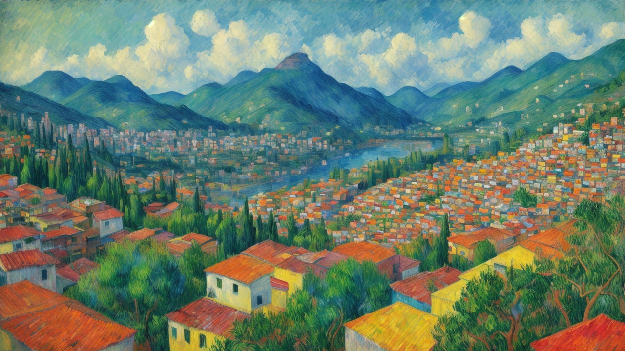 An Urban Center Somewhere on Earth, Panoramic Landscape View #4 of 4 ( cityscape )