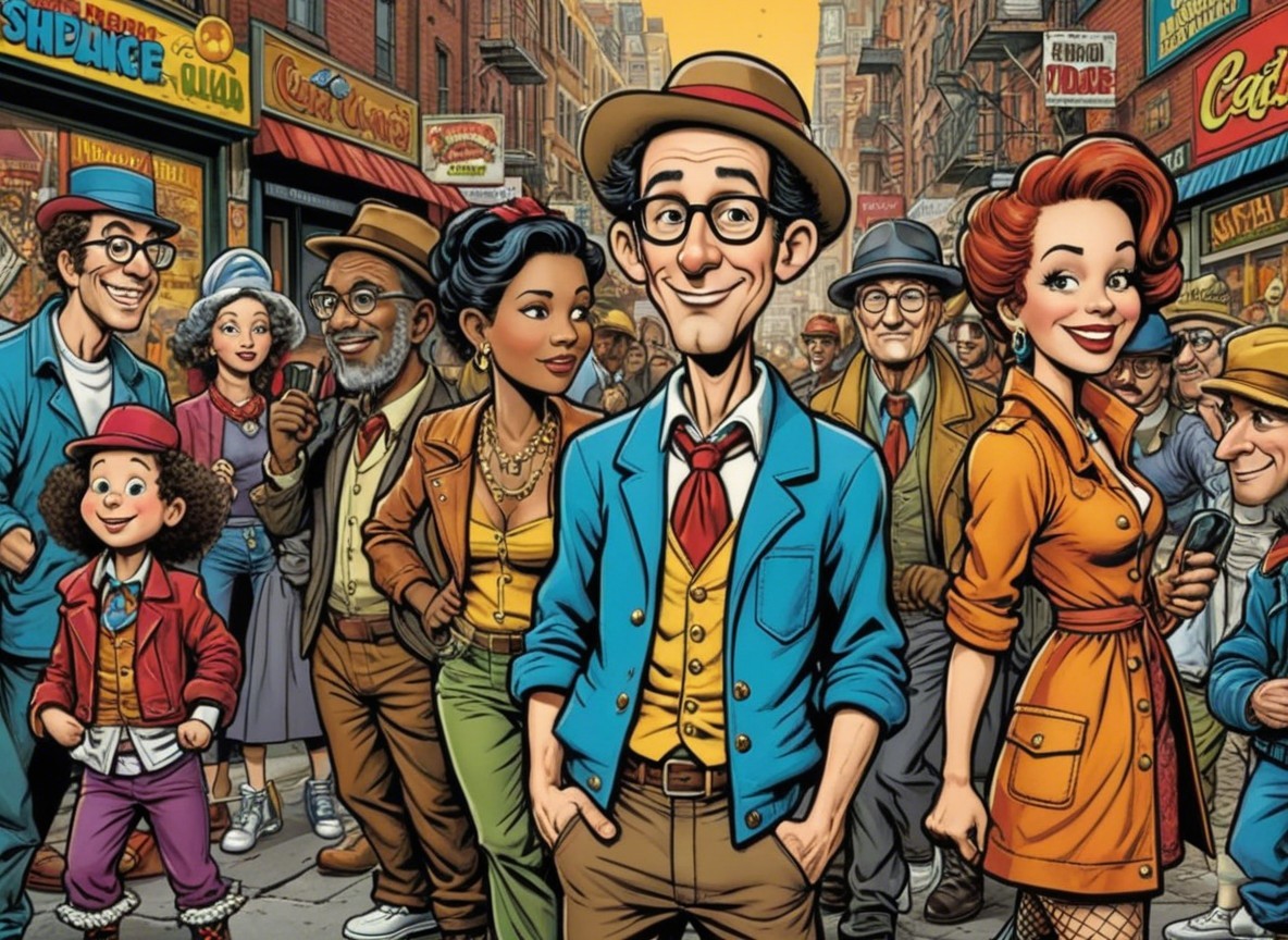 Vibrant Urban Street Scene with Diverse Characters