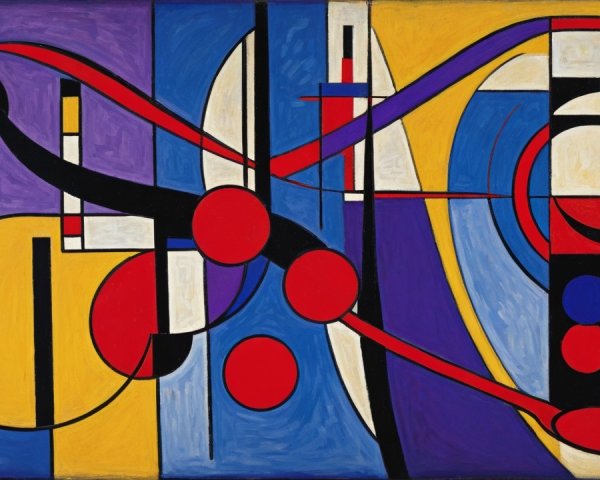 Vibrant Abstract Painting with Geometric Shapes and Colors