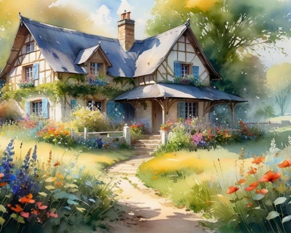 Charming Cottage Surrounded by Vibrant Gardens and Nature