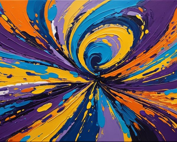 Vibrant Abstract Painting with Dynamic Color Swirls