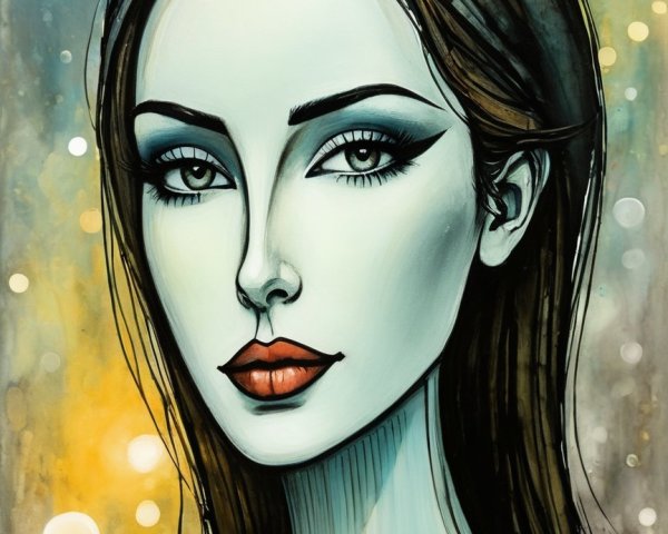 Portrait of a woman with pale skin and dark hair