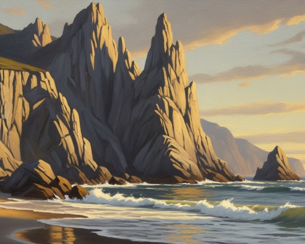 Coastal Landscape with Dramatic Cliffs and Beach