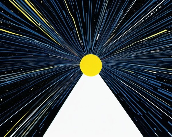 Vibrant Sun with Blue Rays and Starry Black Background