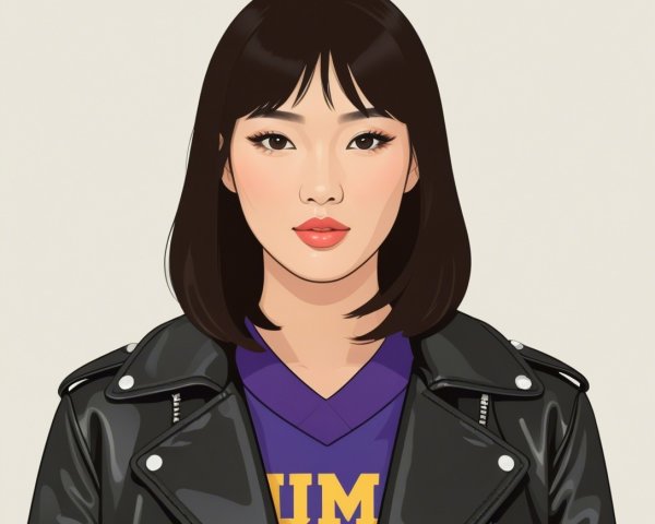 Digital Illustration of Confident Young Woman in Jacket
