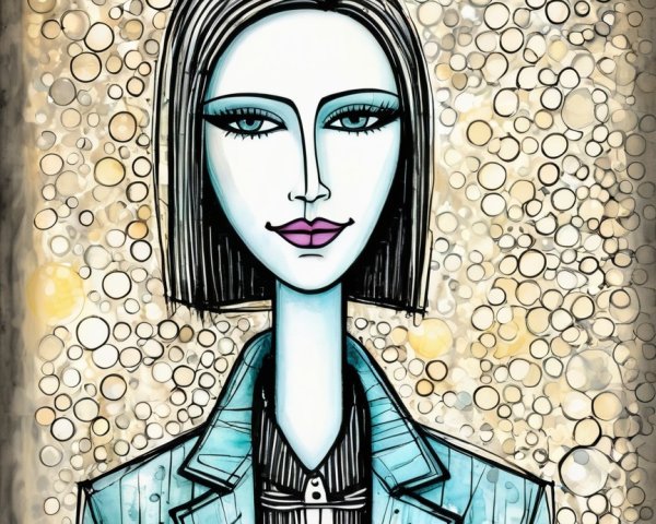 Stylized Illustration of Woman in Blue Blazer