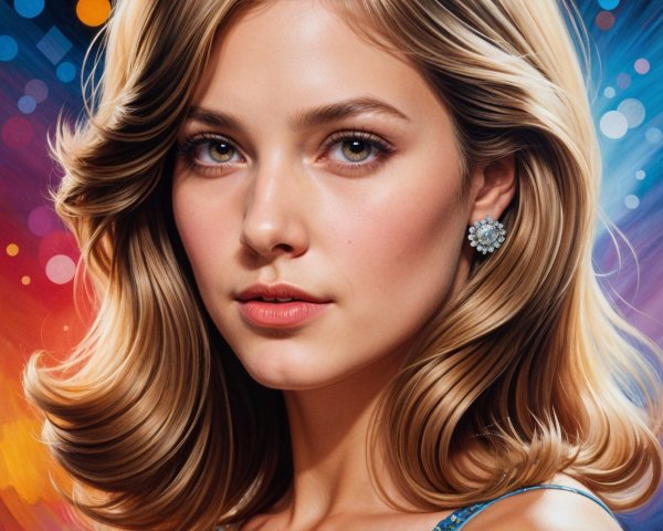Elegant Portrait of Young Woman in Blue Dress