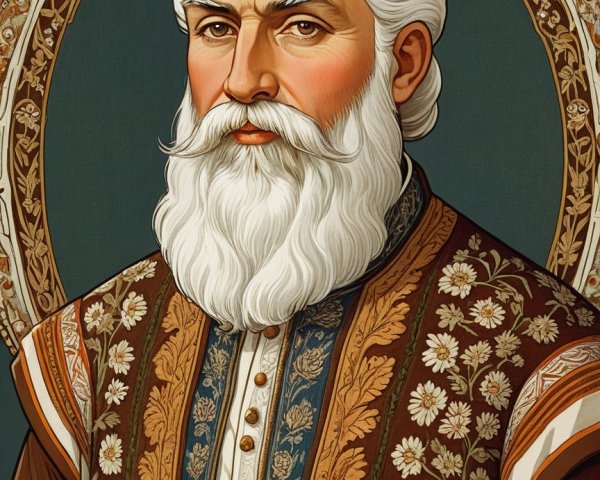 Portrait of a Wise Man in Ornate Floral Garment