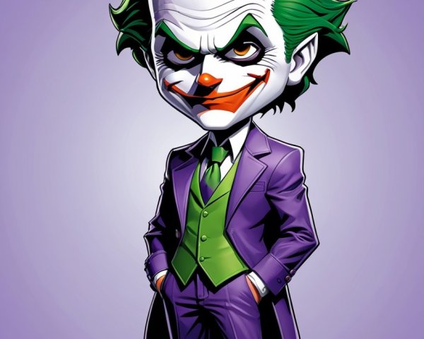 Cartoonish Villain in Purple Suit with Green Vest
