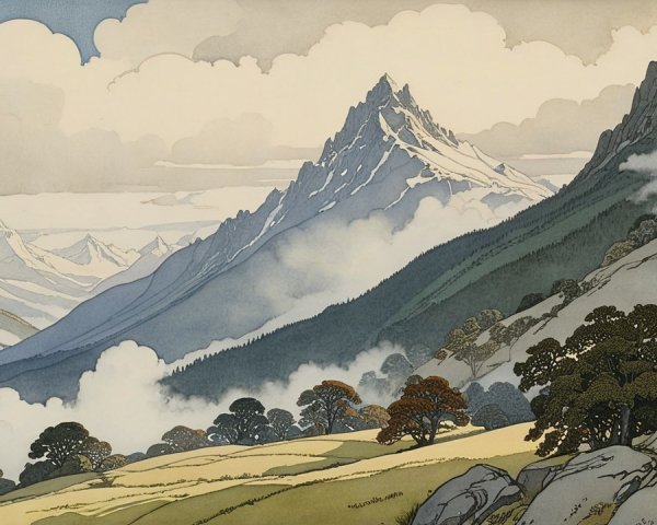 Serene Mountain Landscape with Autumnal Hues