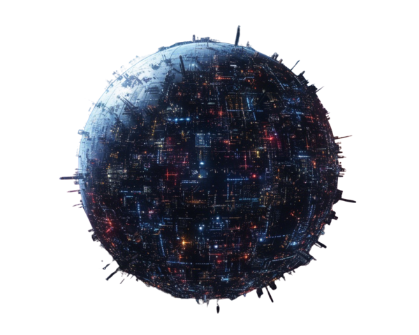 Spherical Planet Structure with Vibrant City Lights