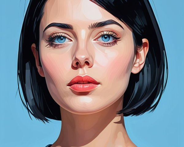 Portrait of a Young Woman with Blue Background