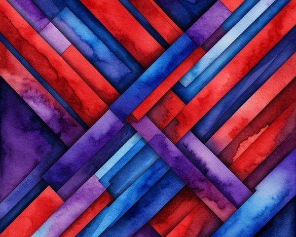 Abstract Watercolor with Geometric Shapes in Vibrant Colors