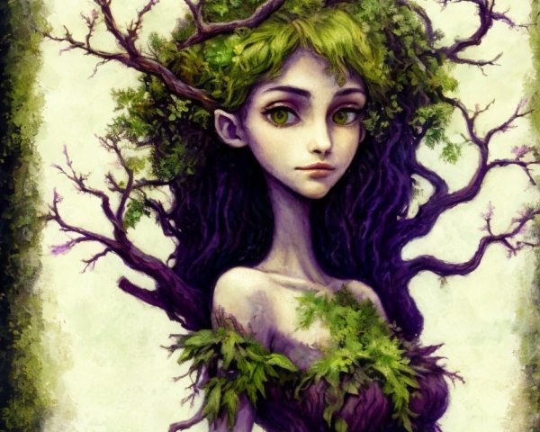 Mystical Forest Spirit Blending with Nature's Elements