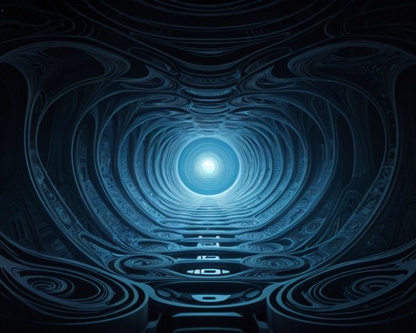 Tunnel of Swirling Patterns and Glowing Lines