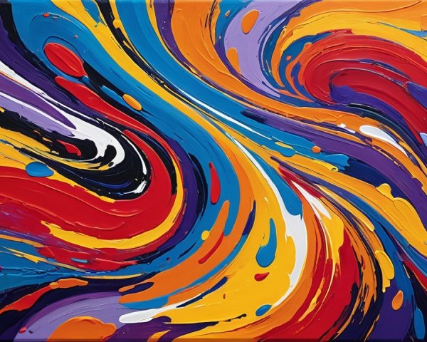 Vibrant Abstract Painting with Swirling Color Patterns