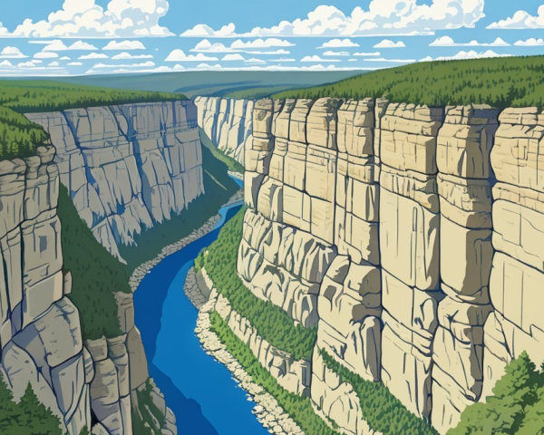 Majestic Landscape with Cliffs and Winding River