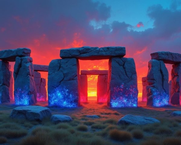 Stonehenge Monument at Sunset with Vibrant Colors