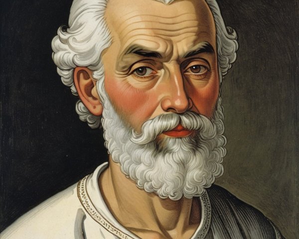 Portrait of a Mature Man with White Beard and Garment